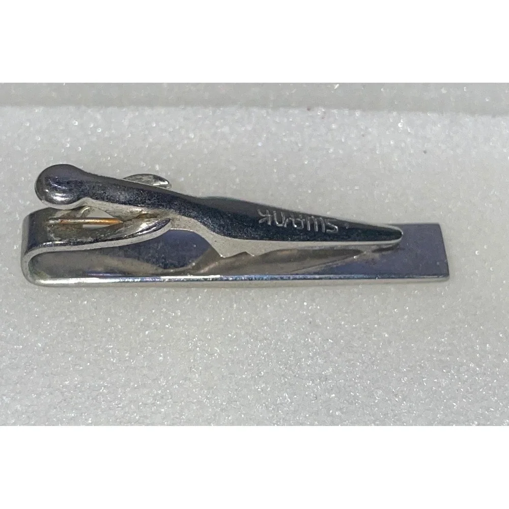 Swank Vintage Men's‎ Silver Tone Etched Floral Scroll Tie Clip Accessory